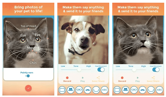 Interface do aplicativo pet my talking pet 